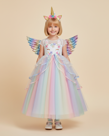 pastel unicorn costume dress set - detail