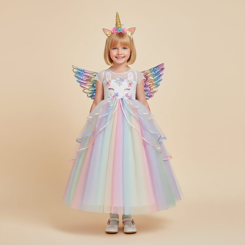 pastel unicorn costume dress set - detail
