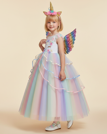 pastel unicorn costume dress set - three-quarter