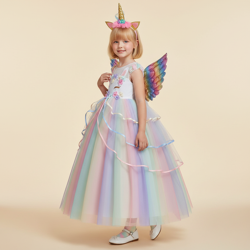 pastel unicorn costume dress set - three-quarter