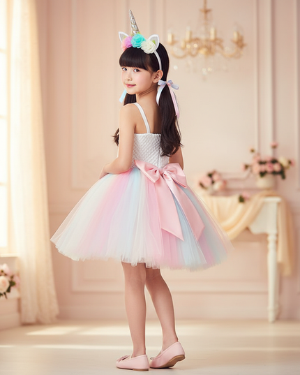pastel unicorn crochet tutu dress - back