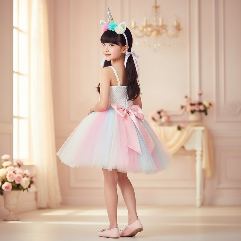 pastel unicorn crochet tutu dress - back