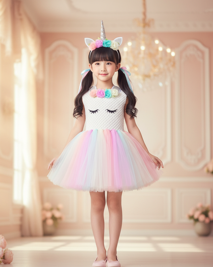 pastel unicorn crochet tutu dress - detail