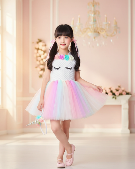 pastel unicorn crochet tutu dress - front