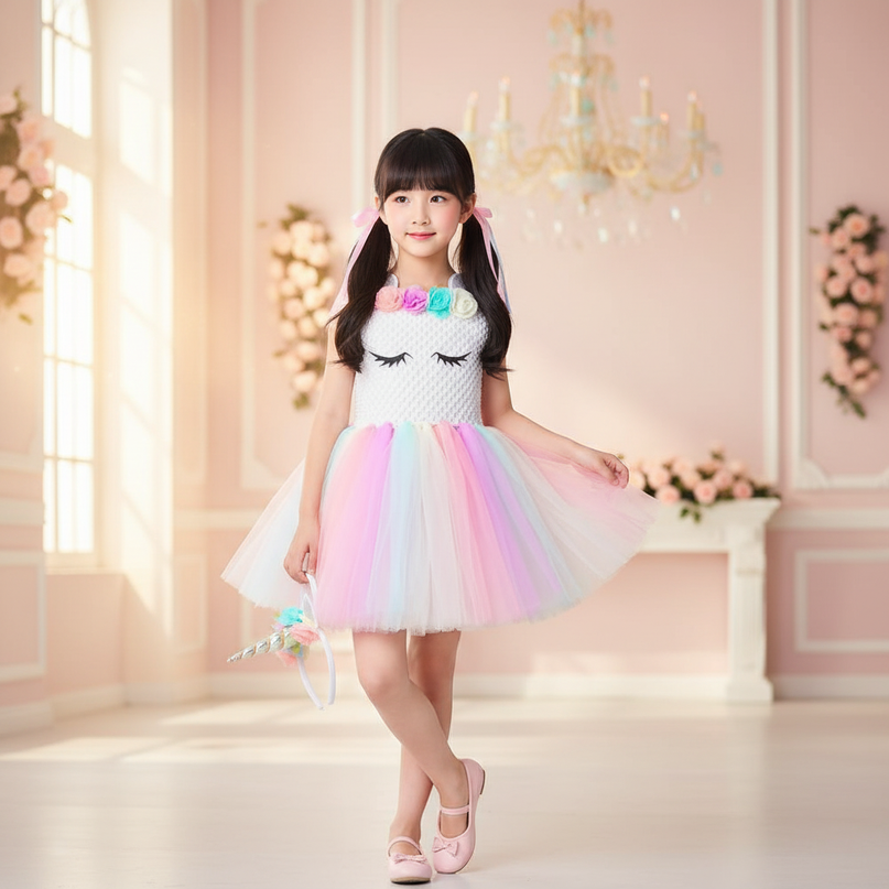 pastel unicorn crochet tutu dress - front