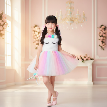 pastel unicorn crochet tutu dress - front