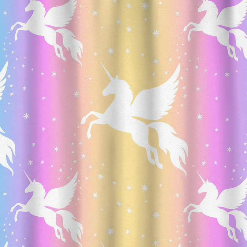pastel unicorn curtains - detail