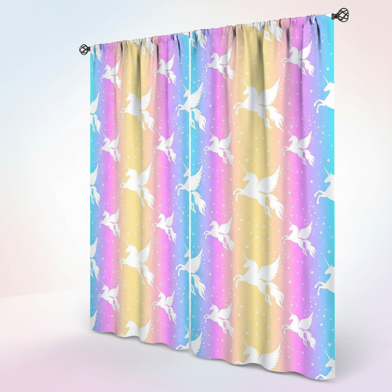 pastel unicorn curtains - white-bg