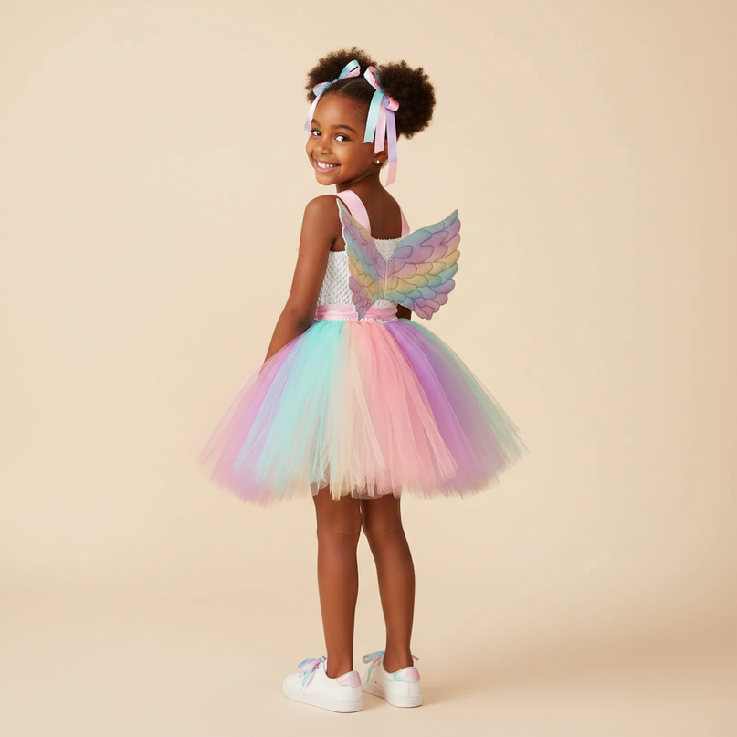 pastel unicorn dress with wings - back