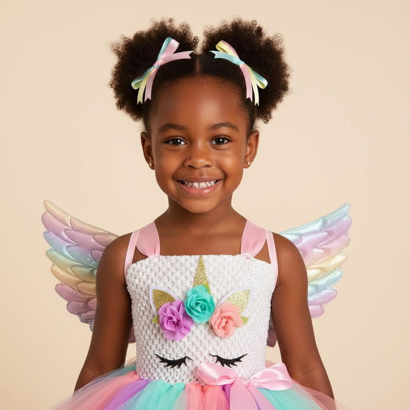 pastel unicorn dress with wings - detail