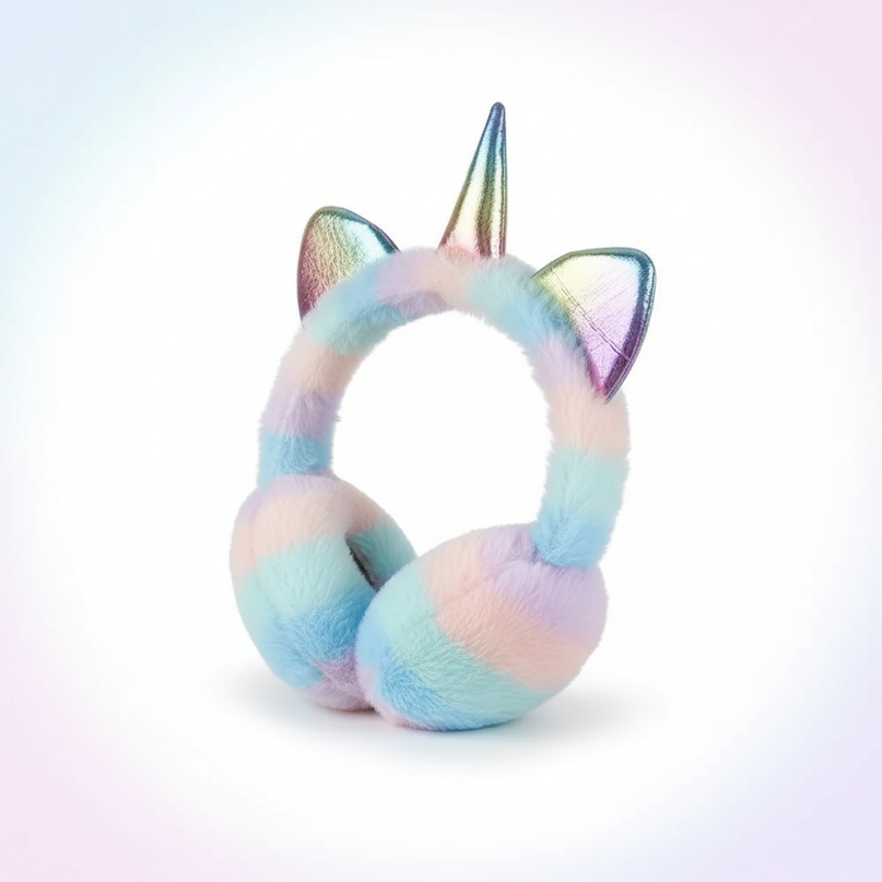pastel unicorn earmuffs - white-bg