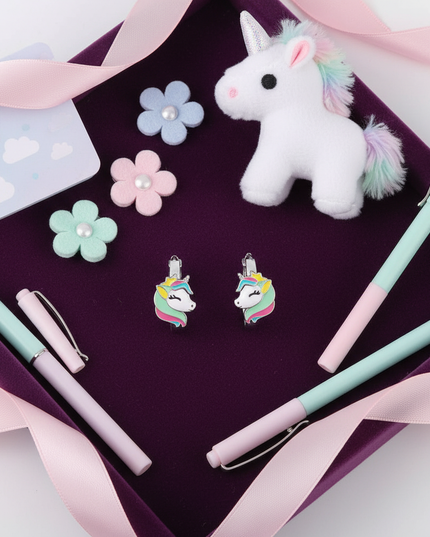 pastel unicorn earrings - flat-lay