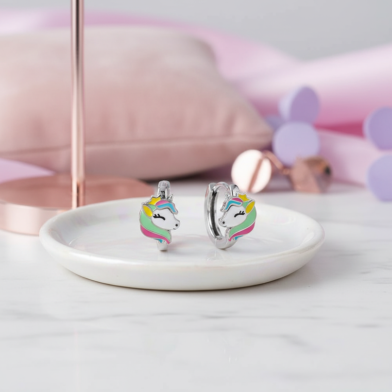 pastel unicorn earrings - lifestyle