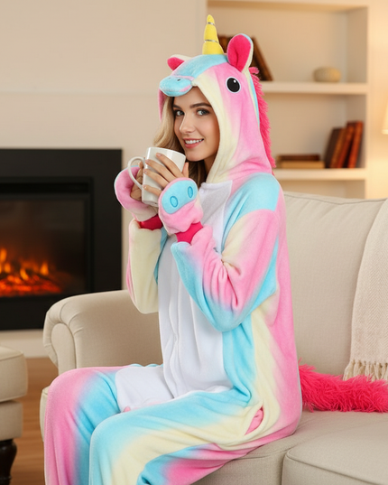pastel unicorn fleece onesie - lifestyle