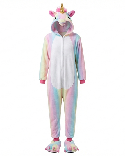 pastel unicorn fleece onesie - white-bg