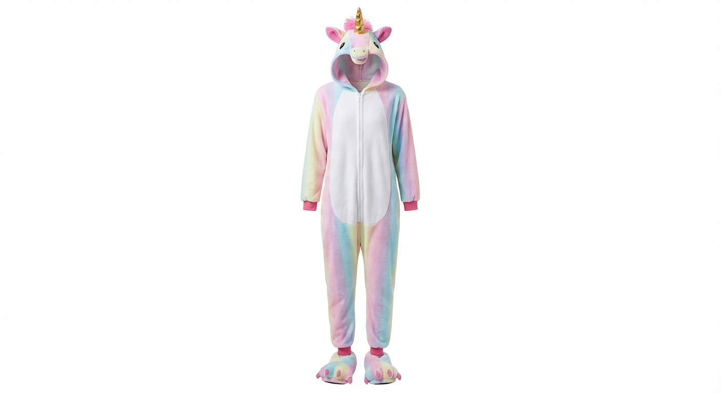 pastel unicorn fleece onesie - white-bg