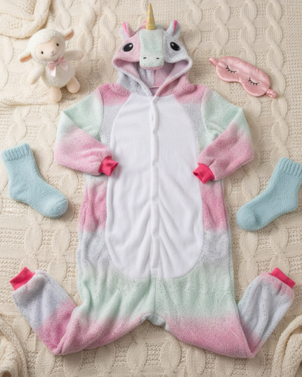 pastel unicorn onesie - flat-lay