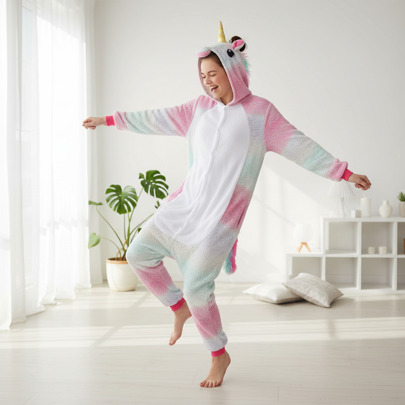 pastel unicorn onesie - in-use