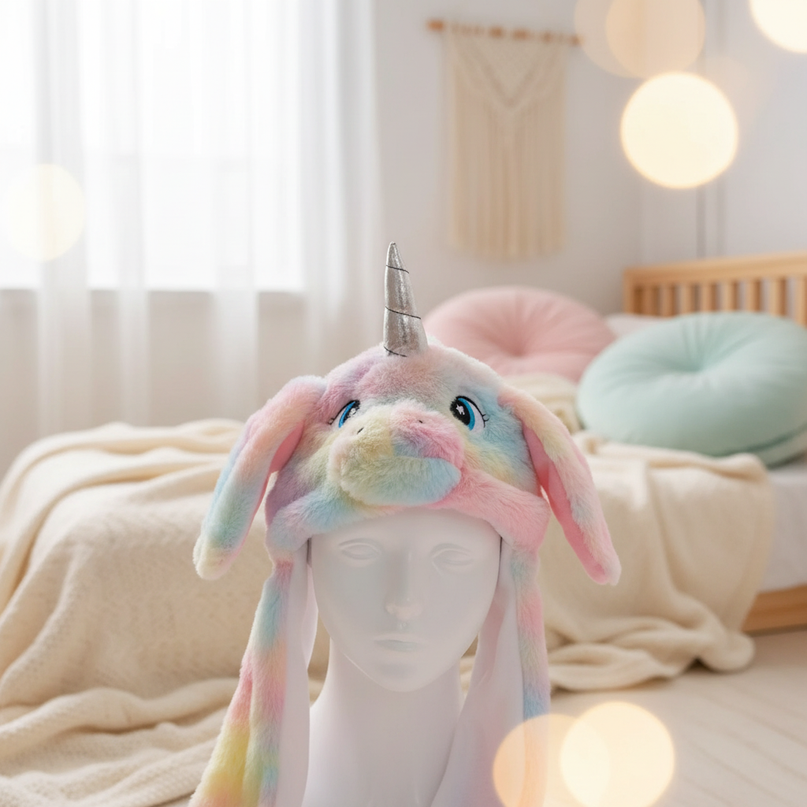pastel unicorn plush hat - lifestyle