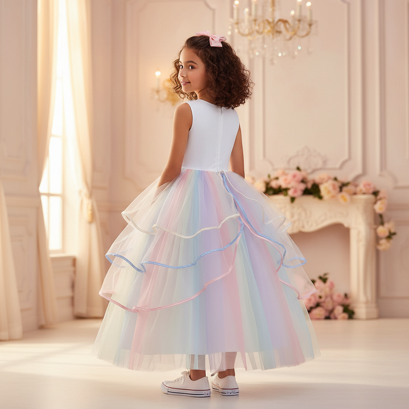 pastel unicorn princess gown dress - back