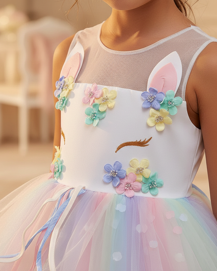 pastel unicorn princess gown dress - detail