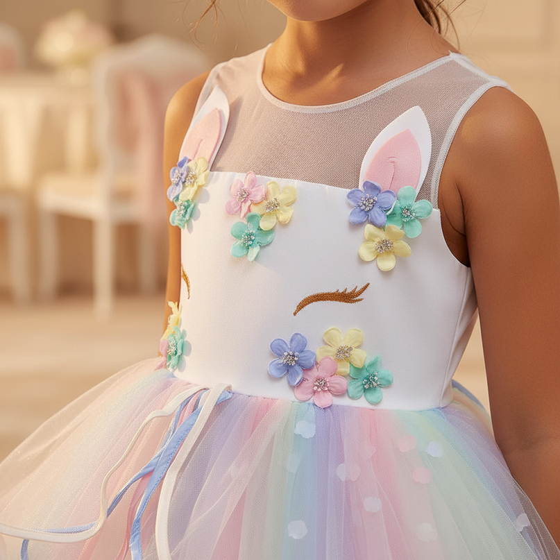 pastel unicorn princess gown dress - detail