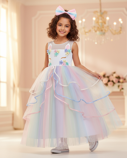 pastel unicorn princess gown dress - front