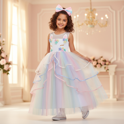pastel unicorn princess gown dress - front