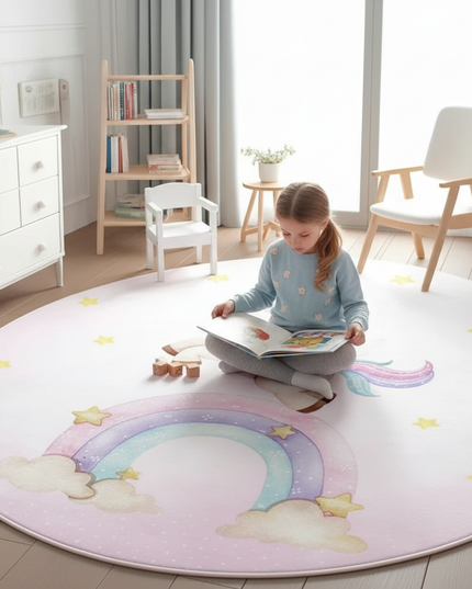 pastel unicorn rug - in-use