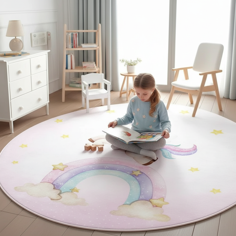 pastel unicorn rug - in-use