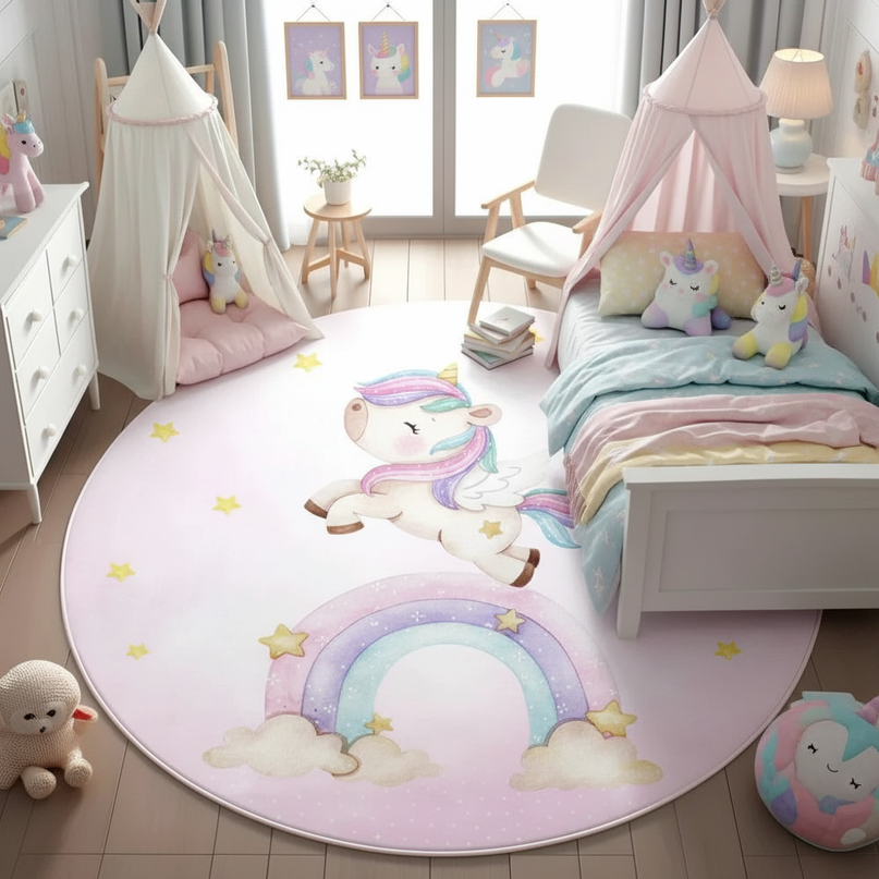 pastel unicorn rug - lifestyle
