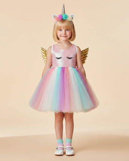 pastel unicorn sequin dress set - detail