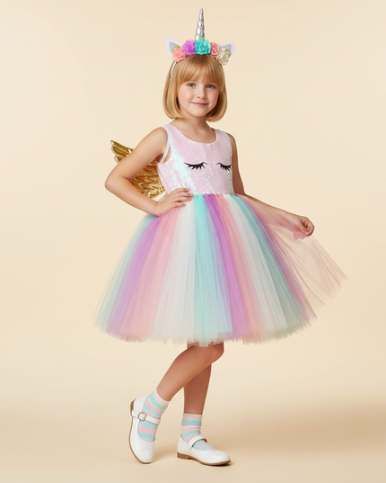 pastel unicorn sequin dress set - front