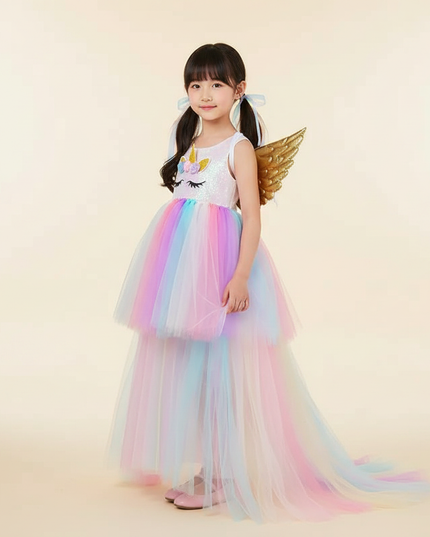 pastel unicorn trailing dress - three-quarter