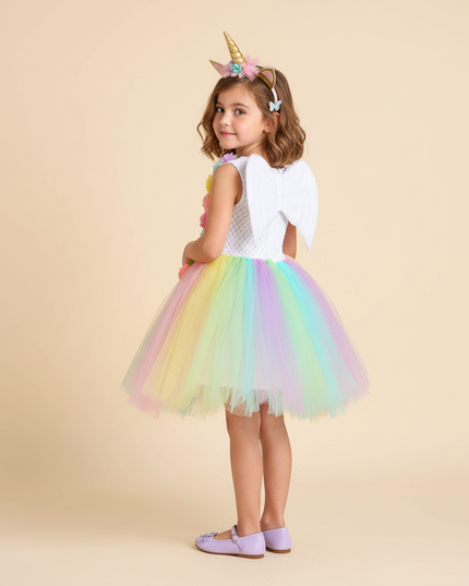 pastel unicorn tutu dress set - back