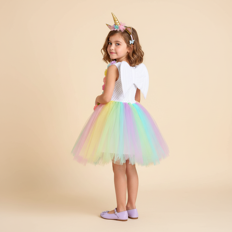 pastel unicorn tutu dress set - back
