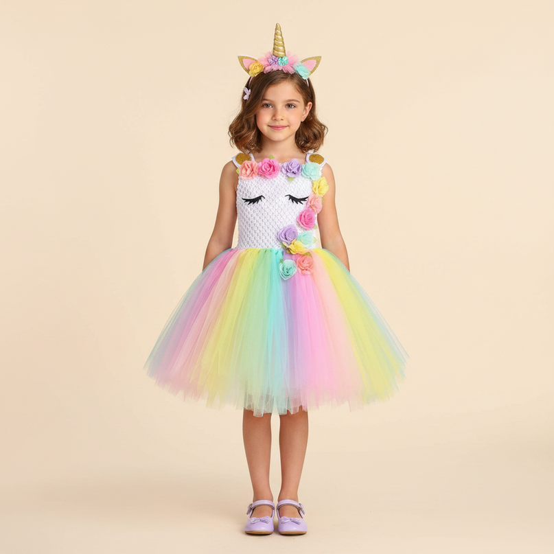 pastel unicorn tutu dress set - detail
