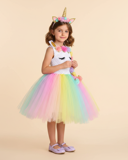 pastel unicorn tutu dress set - three-quarter