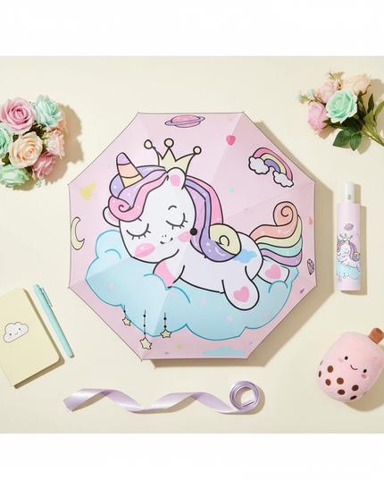 pastel unicorn umbrella - flat-lay