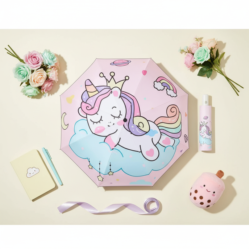 pastel unicorn umbrella - flat-lay