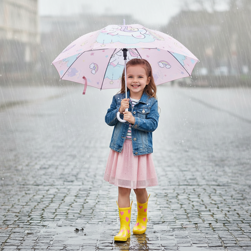 pastel unicorn umbrella - in-use