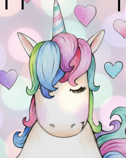 pastel unicorn wall clock - detail
