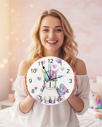 pastel unicorn wall clock - in-use