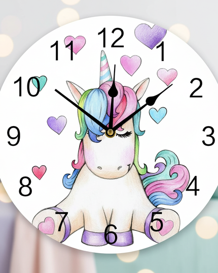 pastel unicorn wall clock - lifestyle