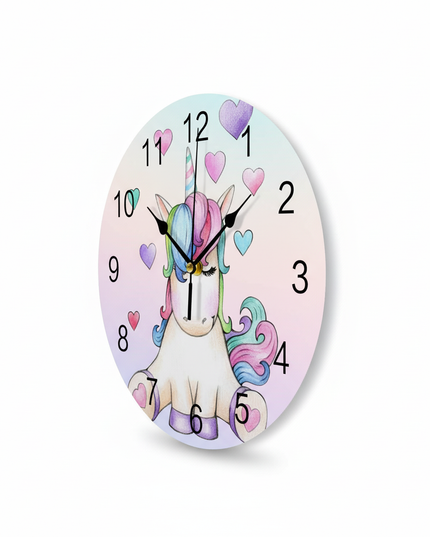 pastel unicorn wall clock - white-bg