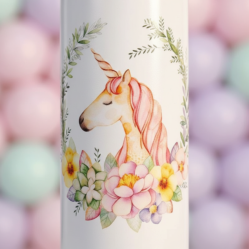 pastel unicorn water bottle - detail