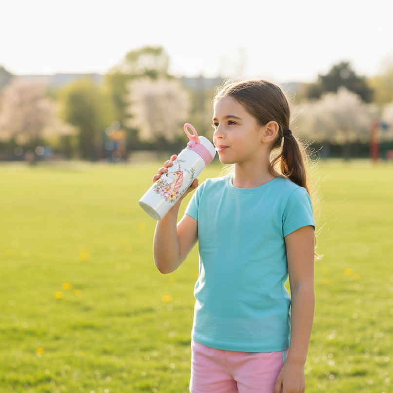 pastel unicorn water bottle - in-use