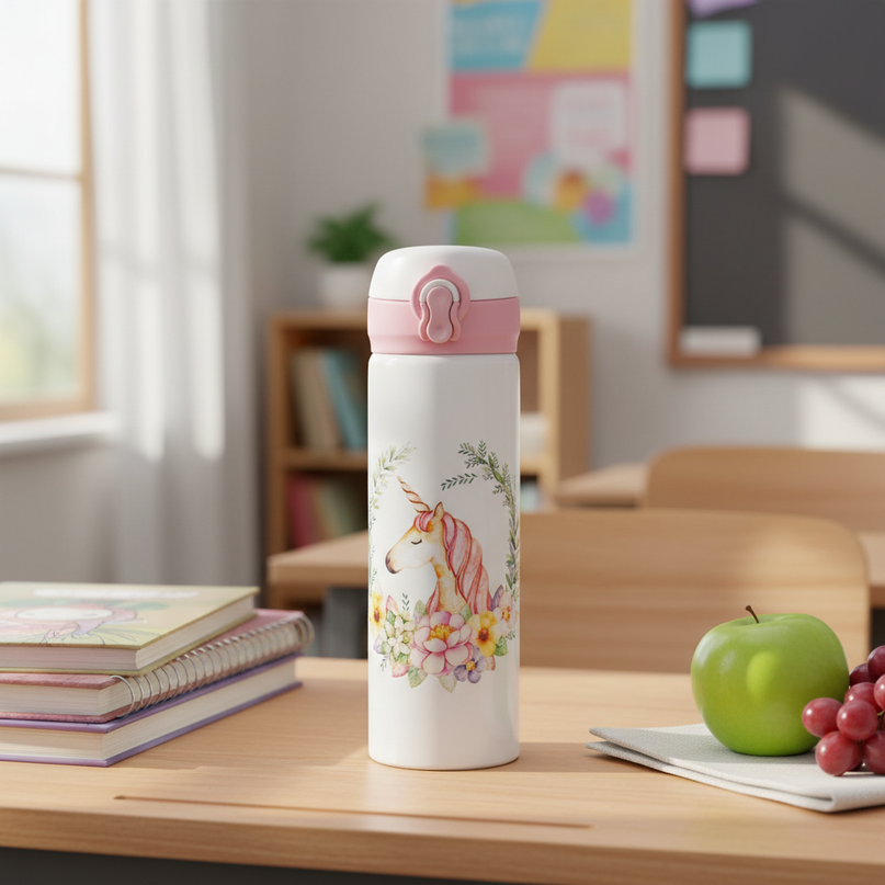 pastel unicorn water bottle - lifestyle