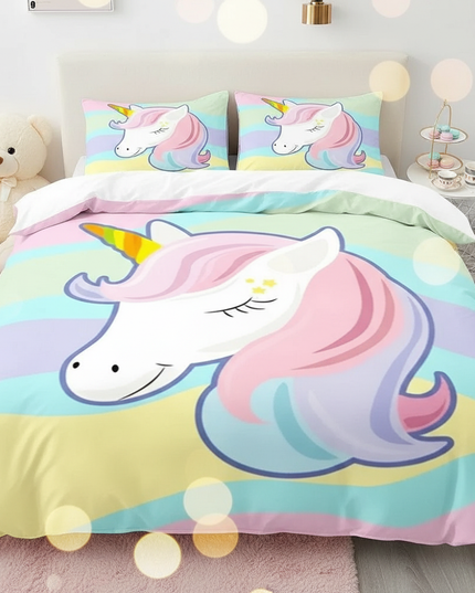 pastel wave kawaii unicorn bedding - lifestyle