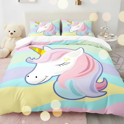 pastel wave kawaii unicorn bedding - lifestyle